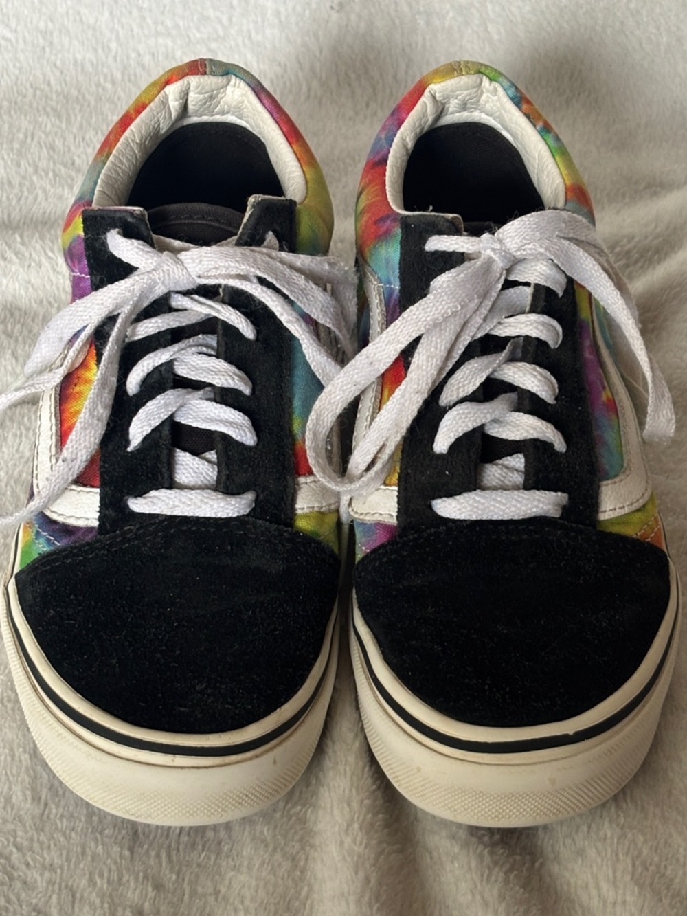 Vans Old Skool Tie Dye Sneakers Youth 3 / Women’s 5 Rainbow Black White - Picture 3 of 10